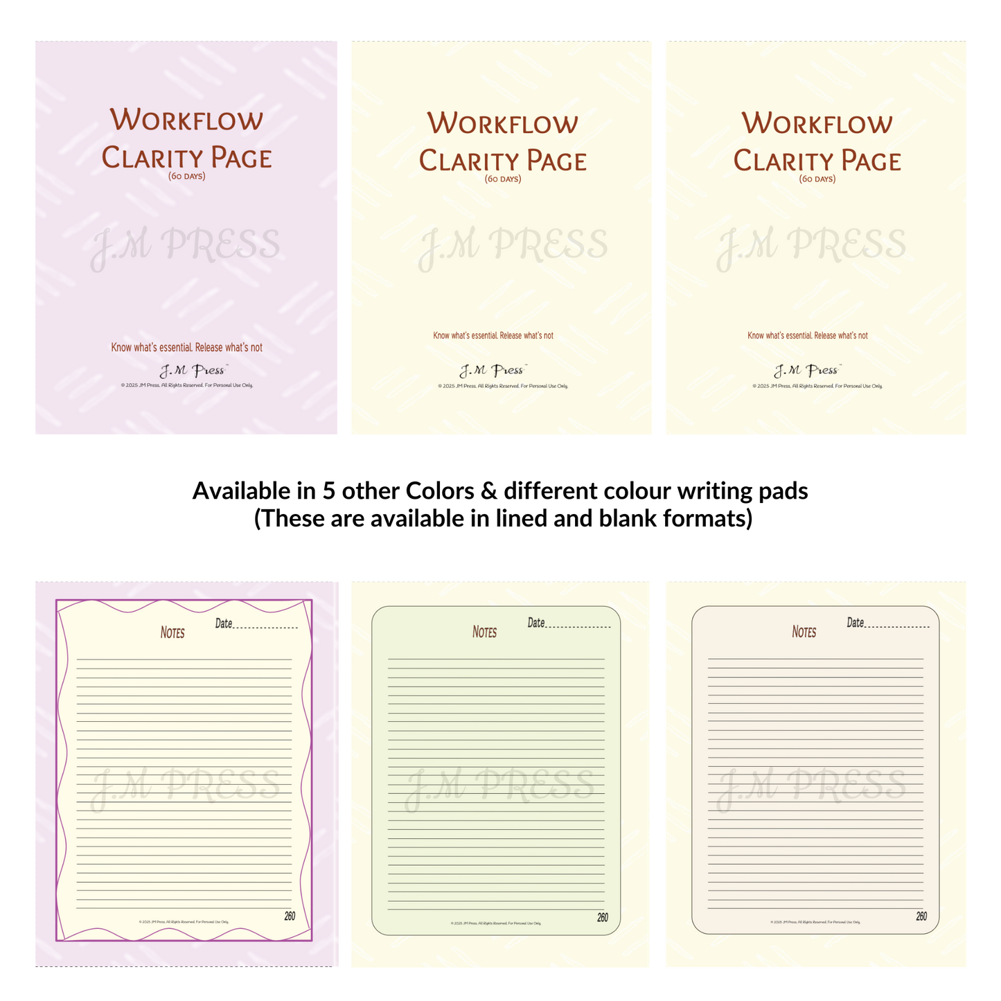 Workflow Clarity Page – 60 Days (JM Press Workbook Edition)