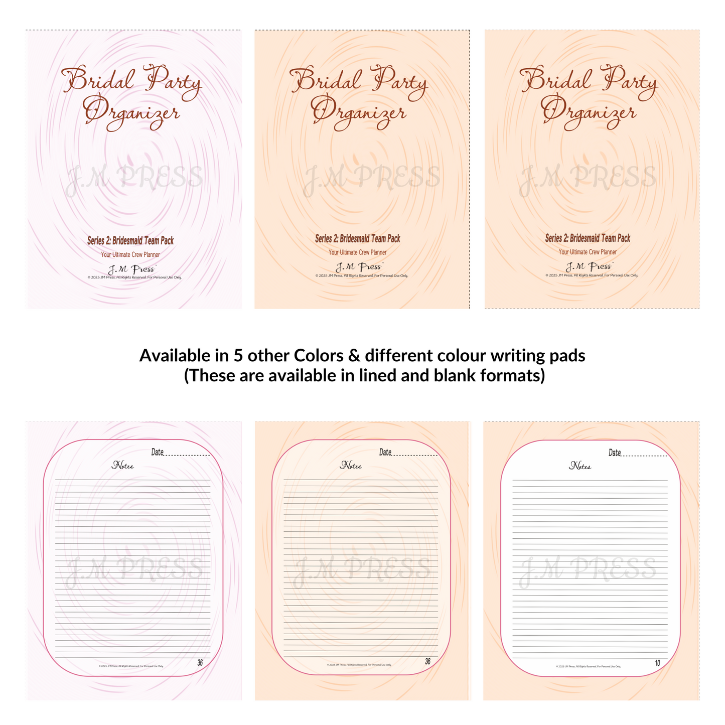 Bridesmaid Planner | Team Roles, Shared Checklists & Reflection Pages | JM Press