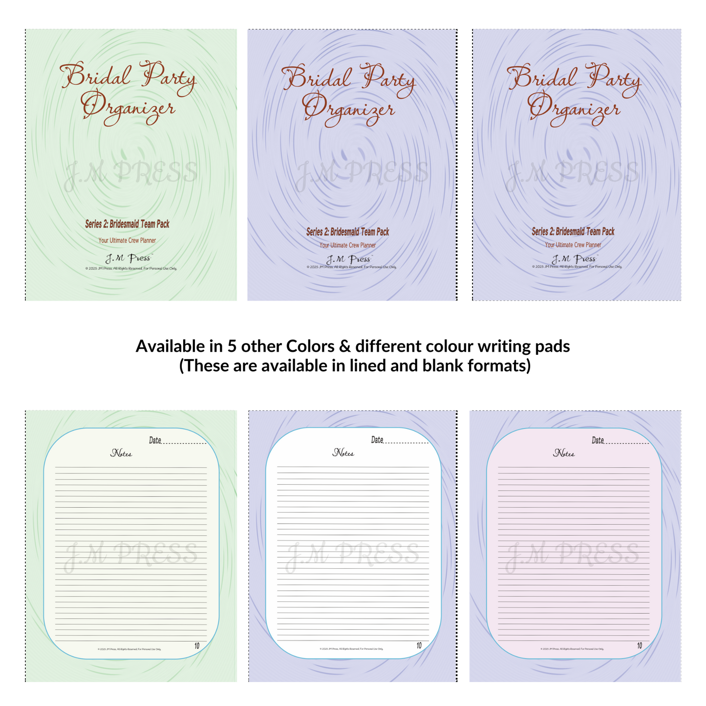 Bridesmaid Planner | Team Roles, Shared Checklists & Reflection Pages | JM Press