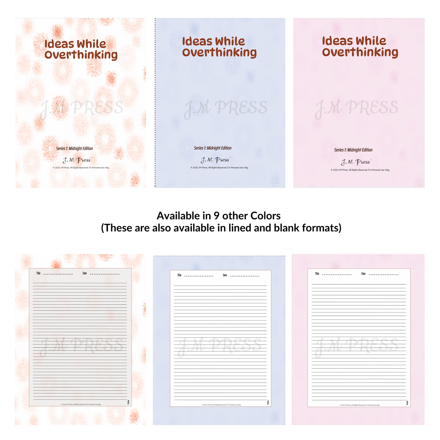 Ideas While Overthinking – Reflective Calm Series – JM Press Notebooks Edition