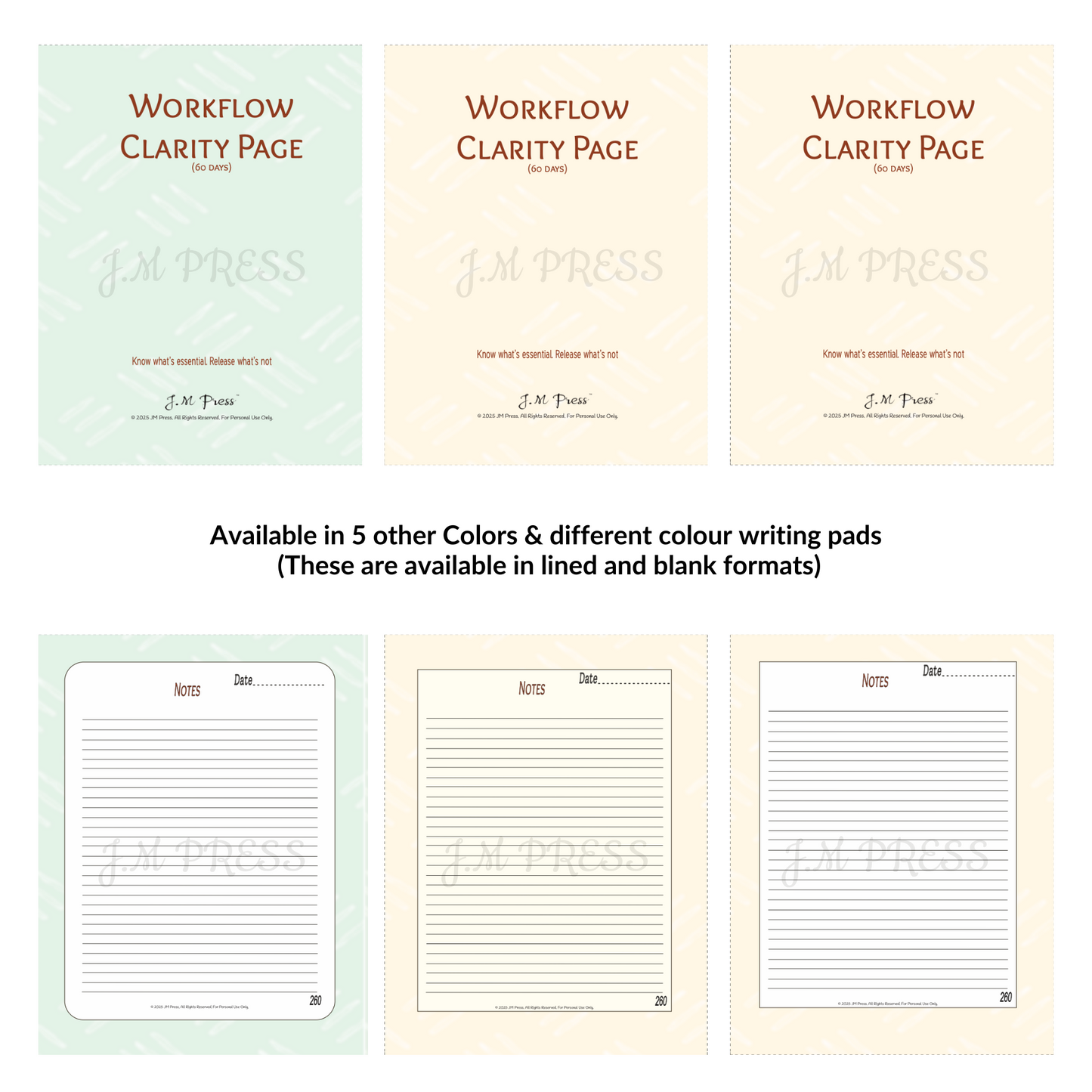 Workflow Clarity Page – 60 Days (JM Press Workbook Edition)