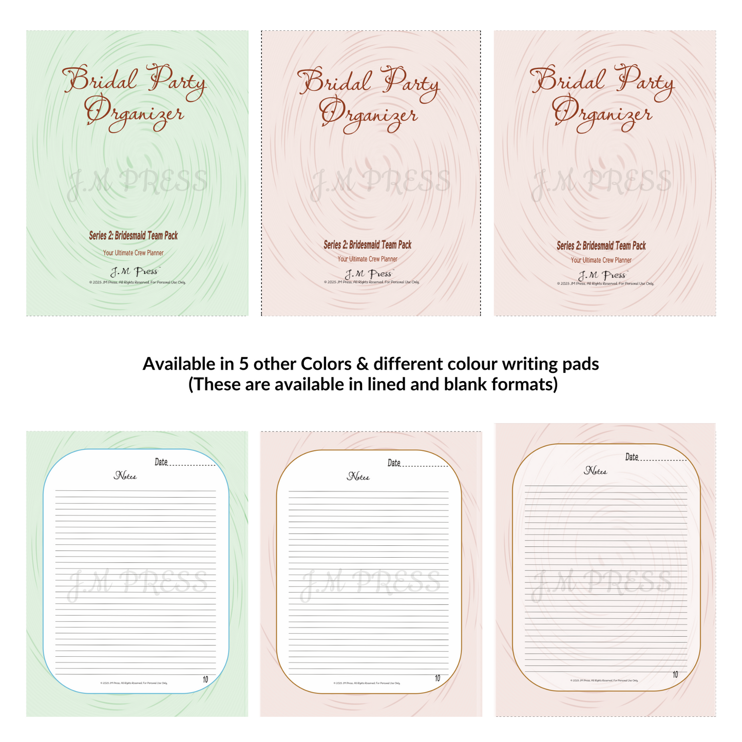 Bridesmaid Planner | Team Roles, Shared Checklists & Reflection Pages | JM Press
