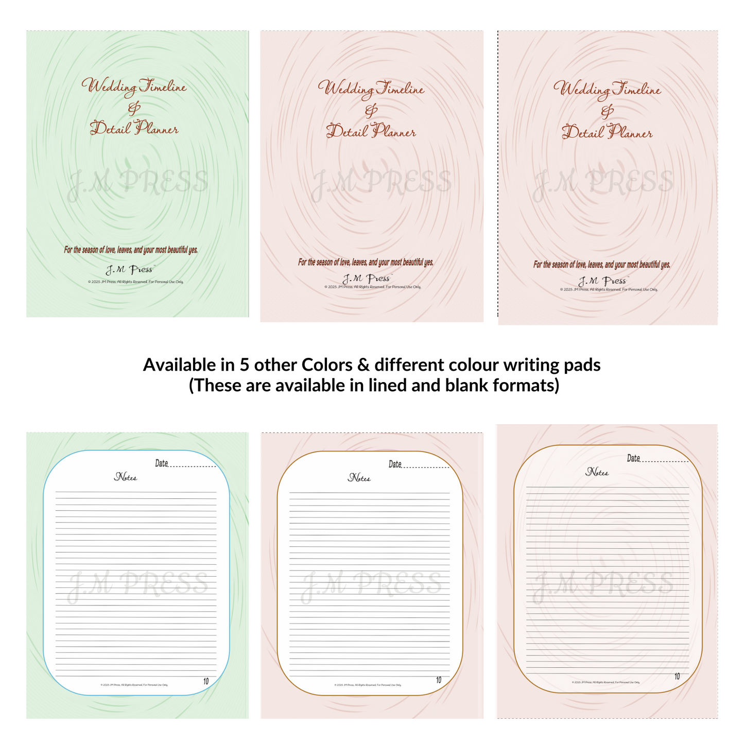 Wedding Timeline Planner | Countdown, Day-of Schedule & Reflection Pages | JM Press