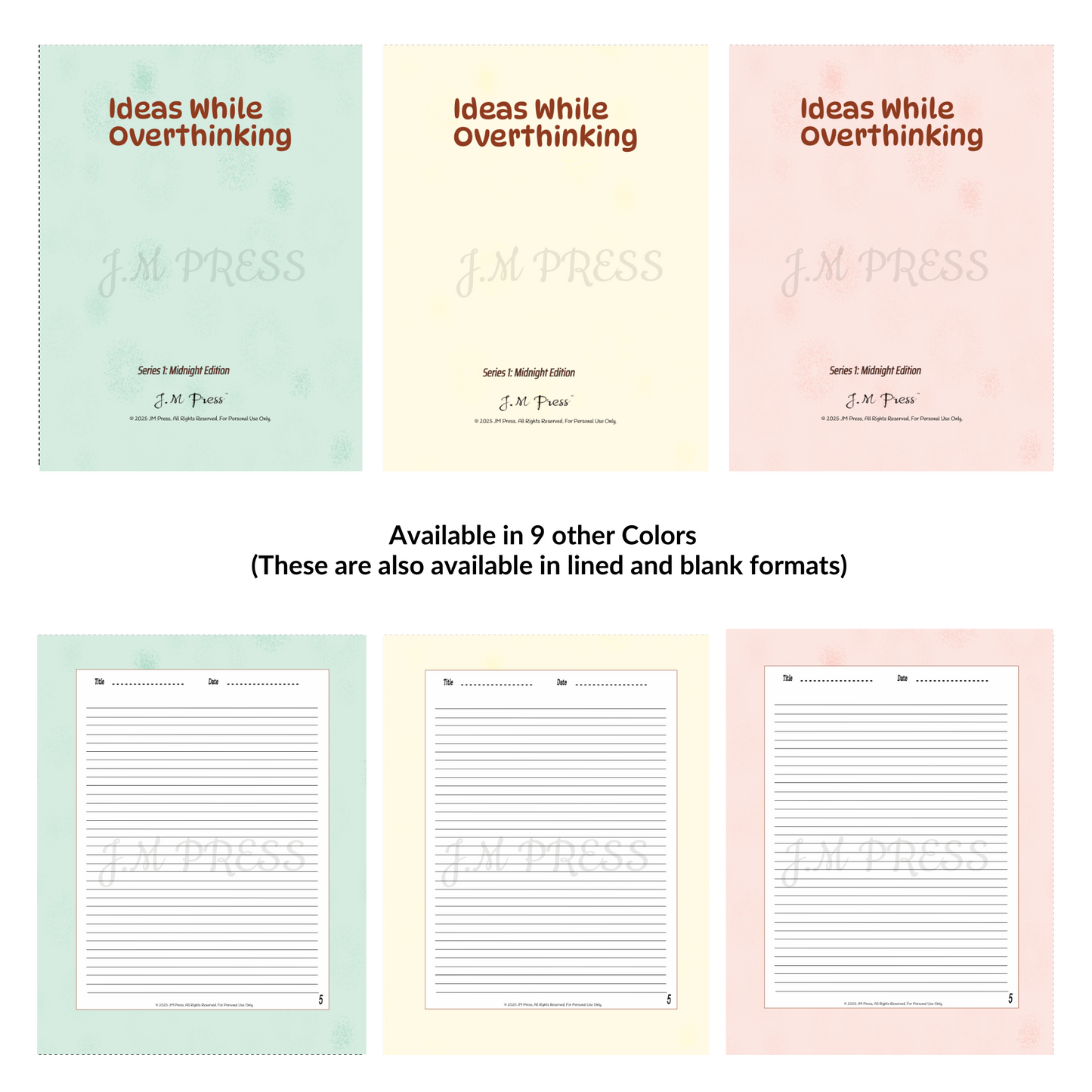 Ideas While Overthinking – Reflective Calm Series – JM Press Notebooks Edition