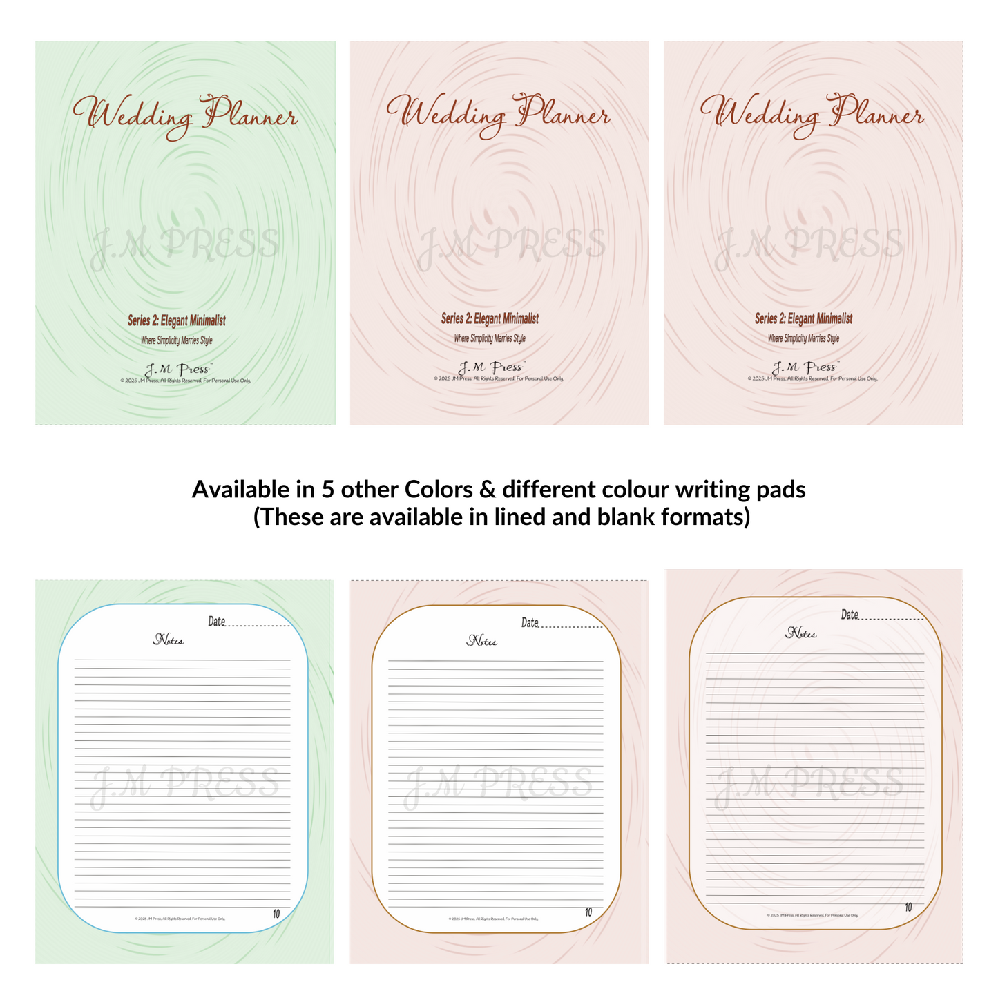 Minimalist Wedding Planner | 12-Month & 52 Weekly Planning Pages | JM Press