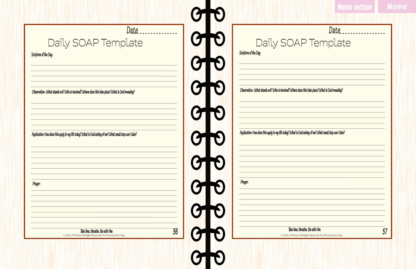 SOAP Bible Study Journal | Daily Christian Scripture Study Planner, 90-Day Guided Devotional & Faith Reflection Pages