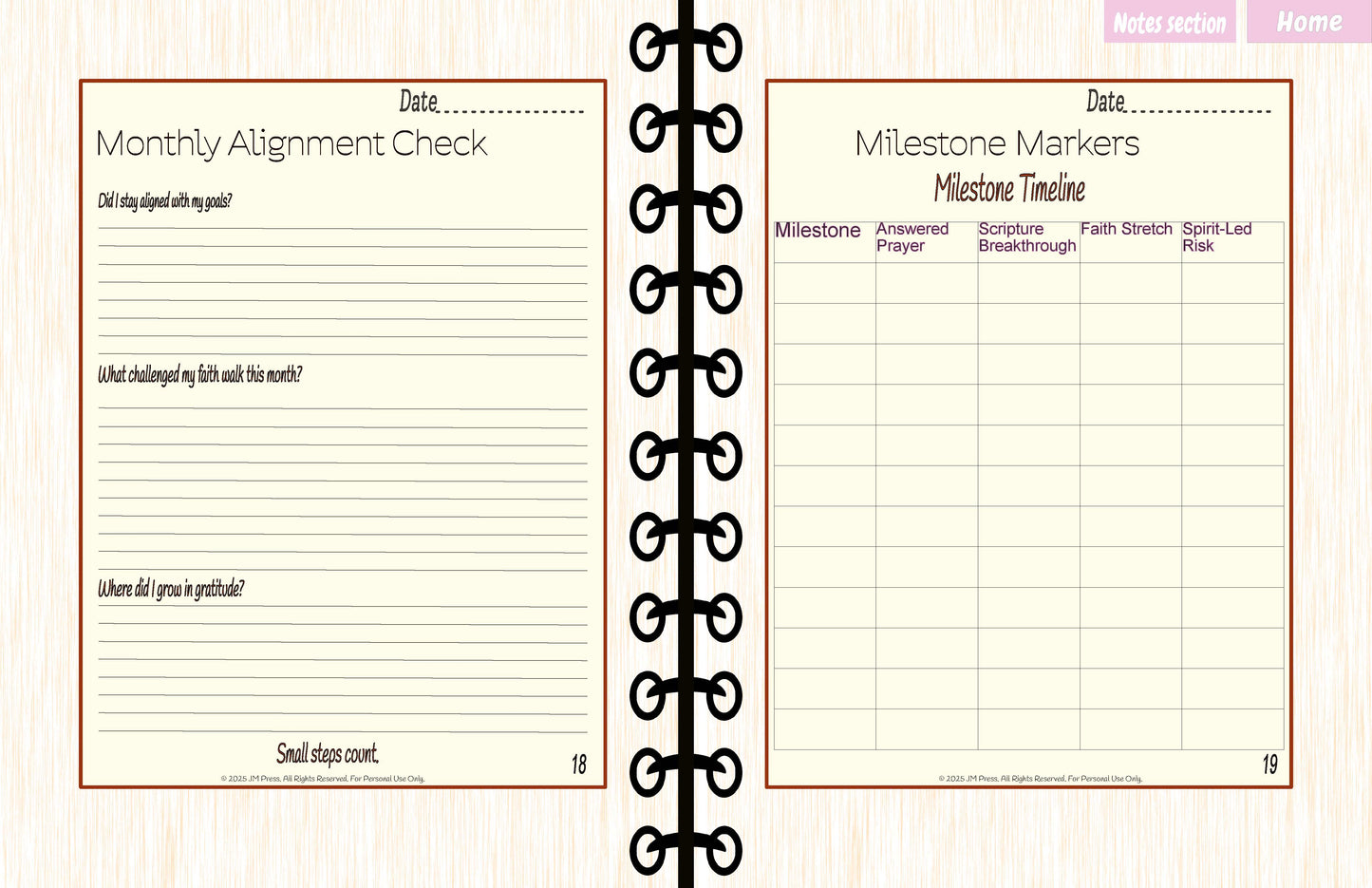 Spiritual Goals Planner – 12-Month Faith Alignment (JM Press Faith Edition)