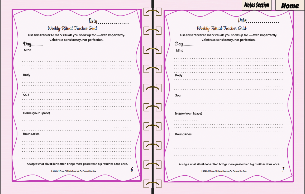 Self-Care Planner – Ritual Builder | Daily Habit Rituals, Morning & Evening Self-Care Tracker