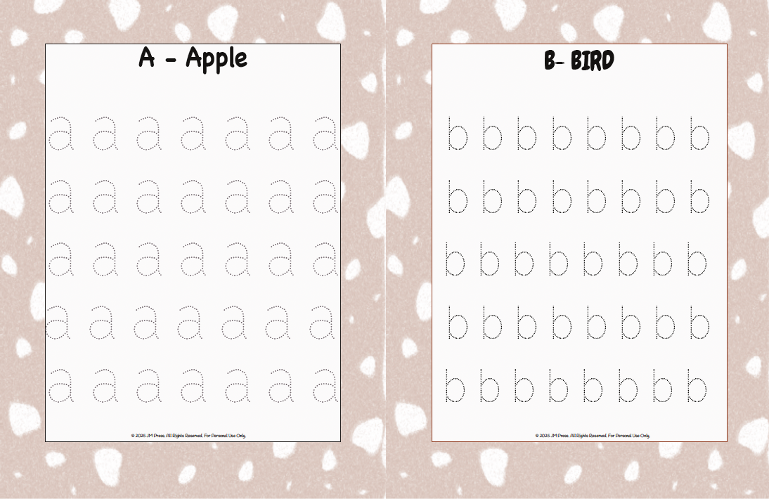 Handwriting Workbook – A to Z Lowercase Alphabet Dotted Tracing Practice (JM Press Kids Edition)