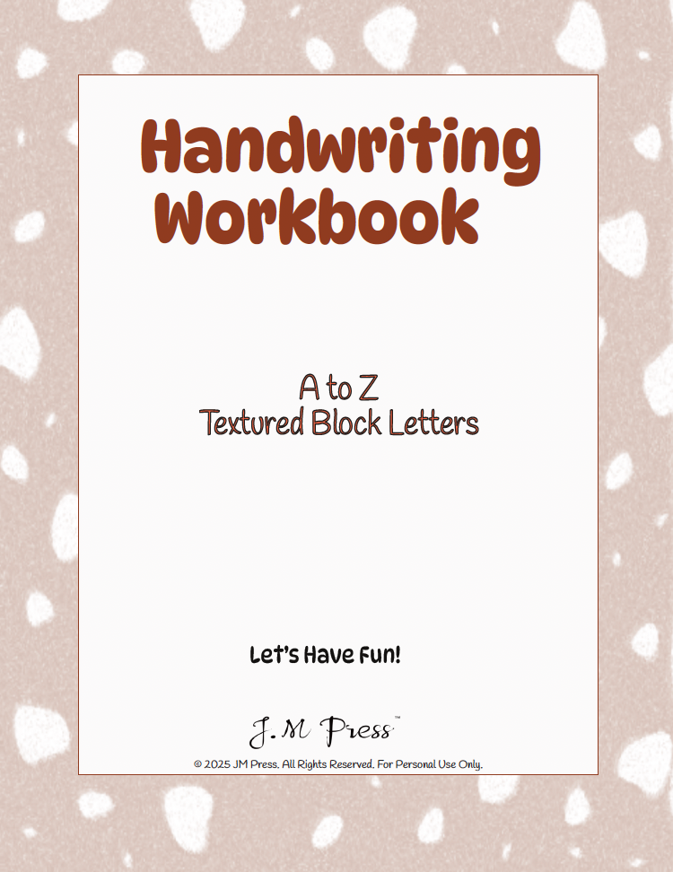Handwriting Workbook – A to Z Textured Block Letters (JM Press Kids Edition)