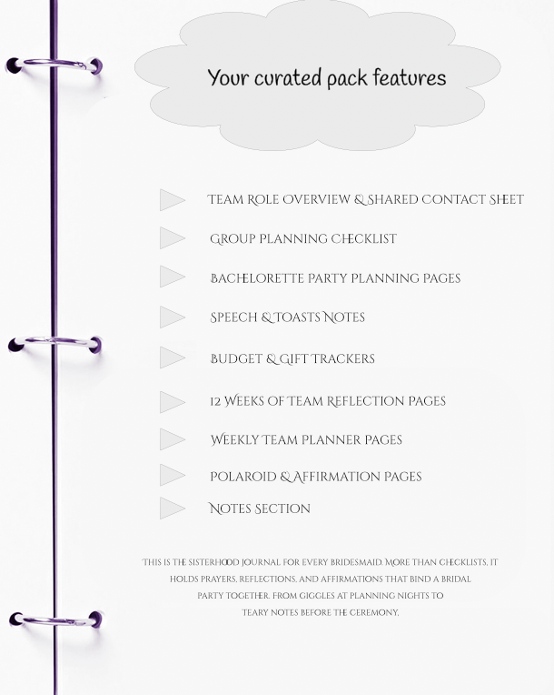 Bridesmaid Planner | Team Roles, Shared Checklists & Reflection Pages | JM Press