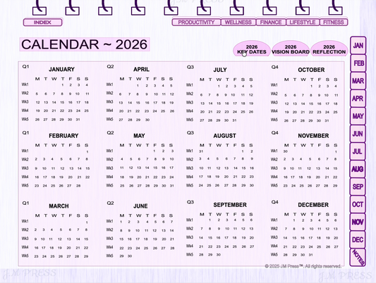 2026 Minimal Digital Planner – Undated Daily & Weekly