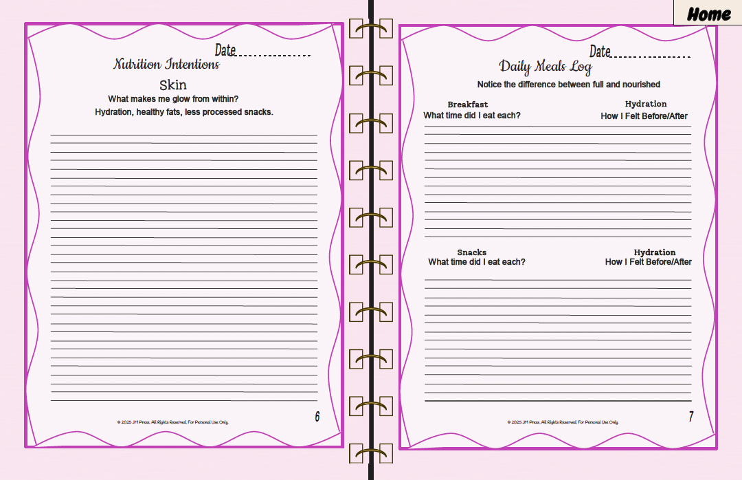 Mindful Nutrition Tracker — Food, Hydration & Energy Awareness Journal for Healthy Eating Habits