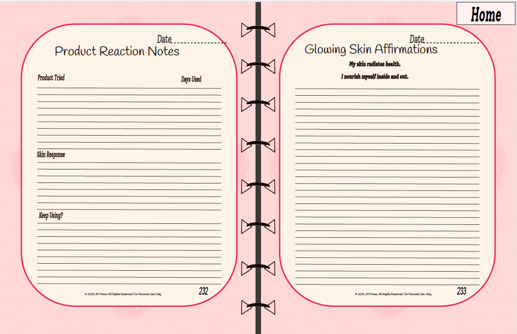 Skincare Tracker – Evening Hydration Routine & Skin Progress Journal (JM Press Beauty Edition)