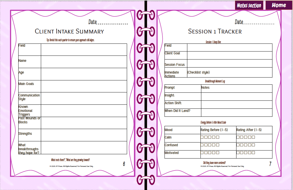 Client Session Planner – Series 2 (JM Press Workbook Edition)