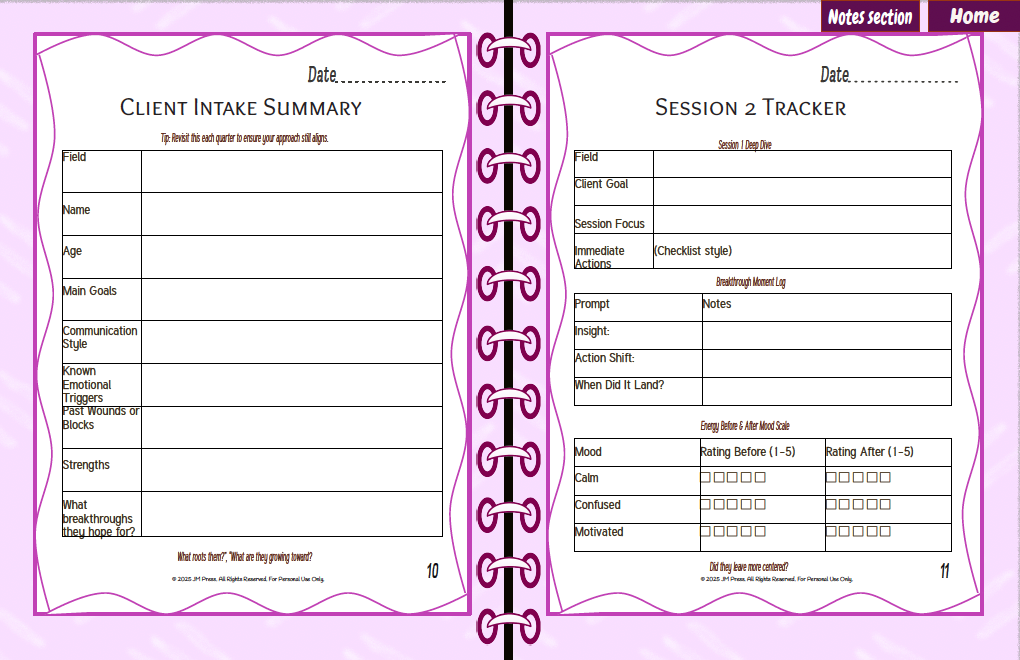 Client Session Planner – Series 2 (JM Press Workbook Edition)