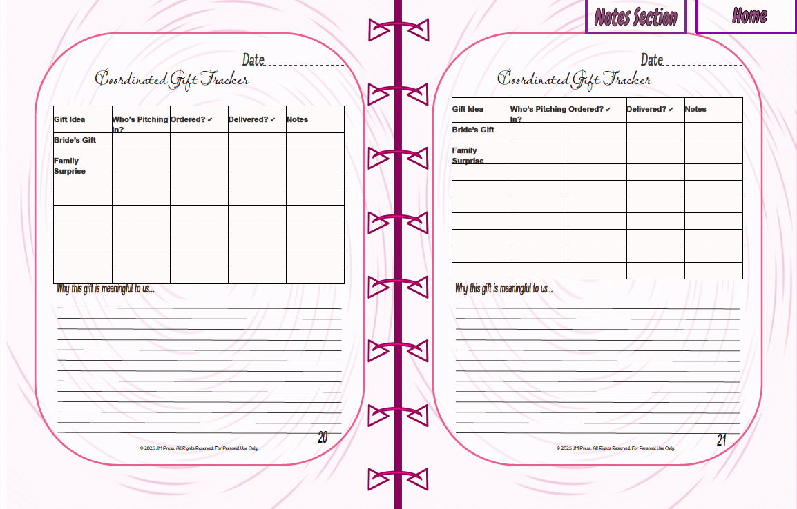 Bridesmaid Planner | Team Roles, Shared Checklists & Reflection Pages | JM Press