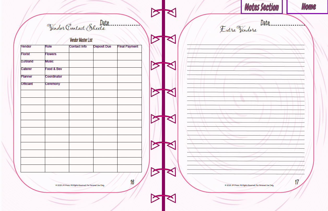 Classic Bride Wedding Planner | 15-Month Countdown + 52 Weekly Planning Pages | JM Press