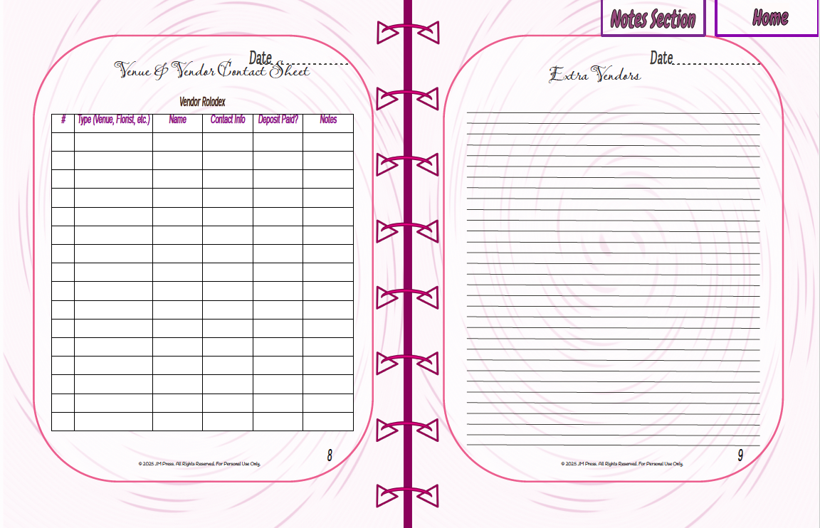 Wedding Timeline Planner | Countdown, Day-of Schedule & Reflection Pages | JM Press