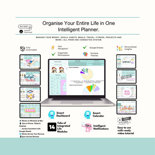JM Press Ultimate Automated Life Planner | Google Sheets Digital Planner