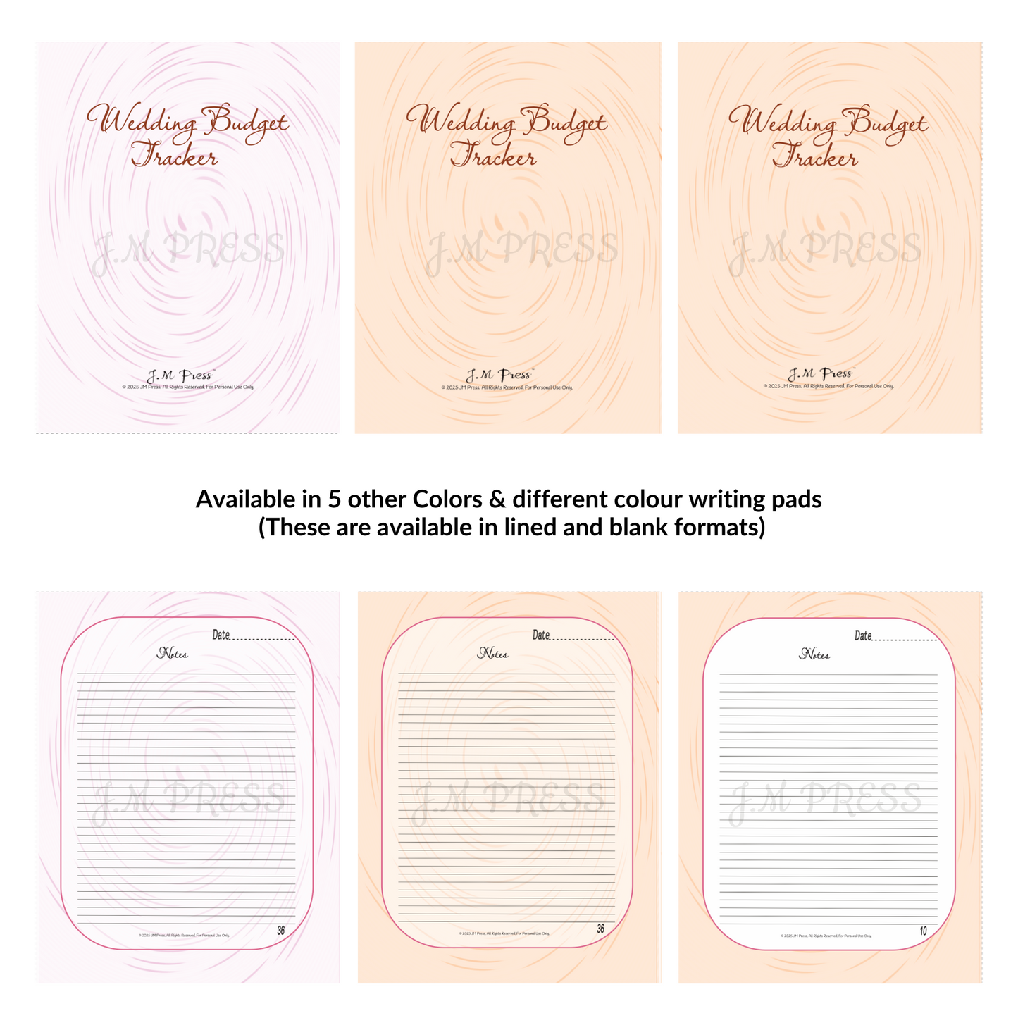Wedding Budget Planner | Expense, Savings & Final Budget Summary | JM Press