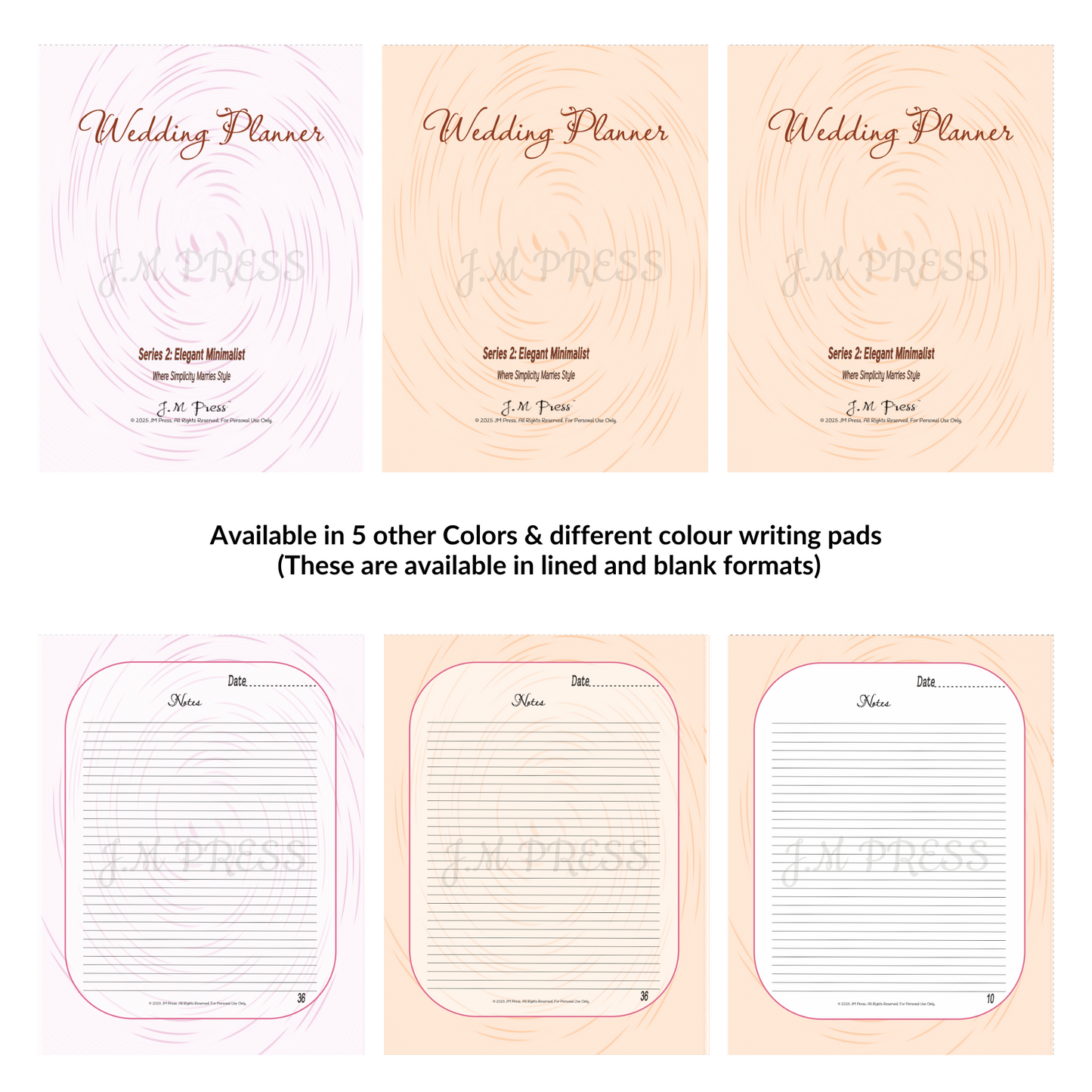 Minimalist Wedding Planner | 12-Month & 52 Weekly Planning Pages | JM Press
