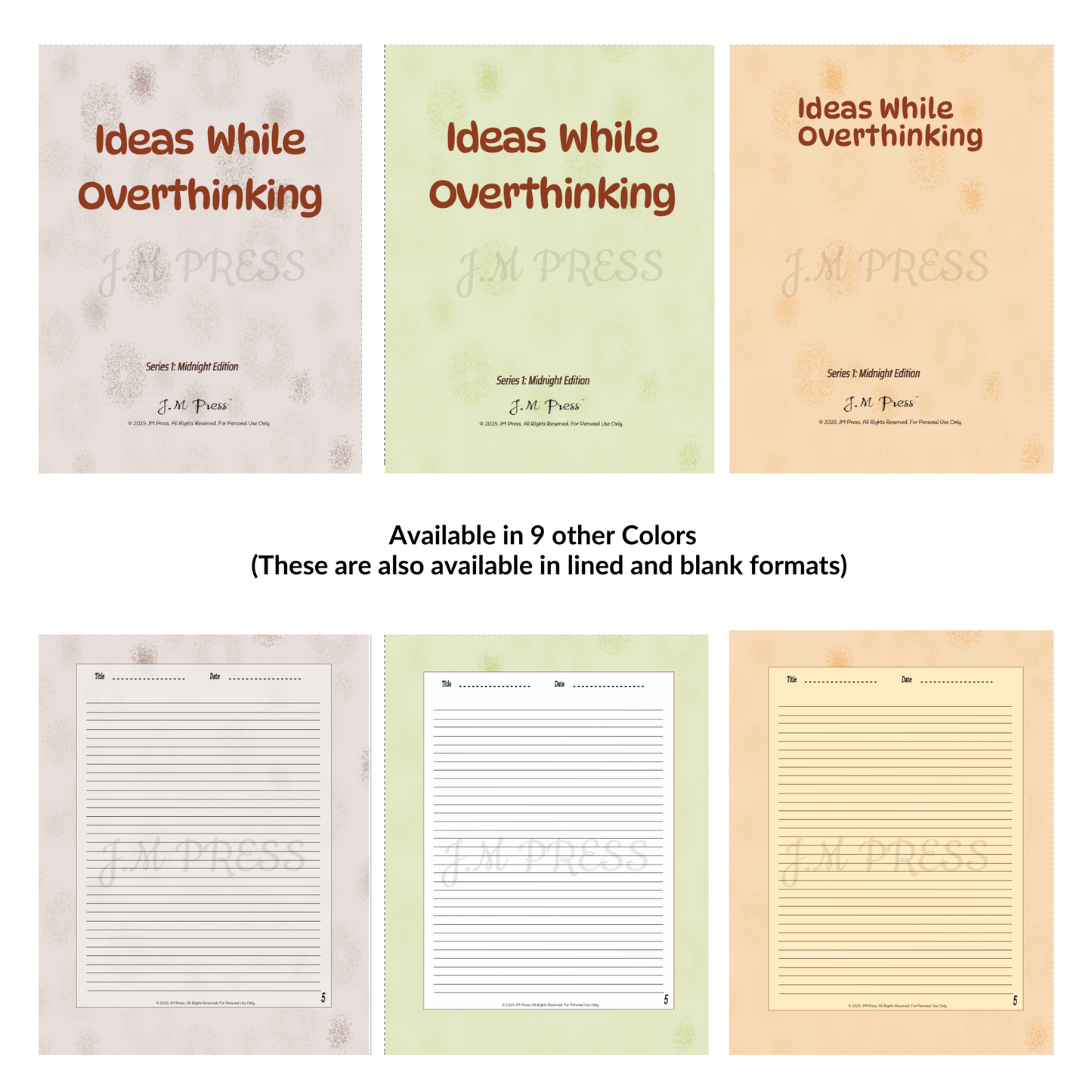 Ideas While Overthinking – Reflective Calm Series – JM Press Notebooks Edition