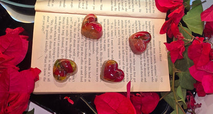 Ruby Heart Accents – 3-Piece Resin Set