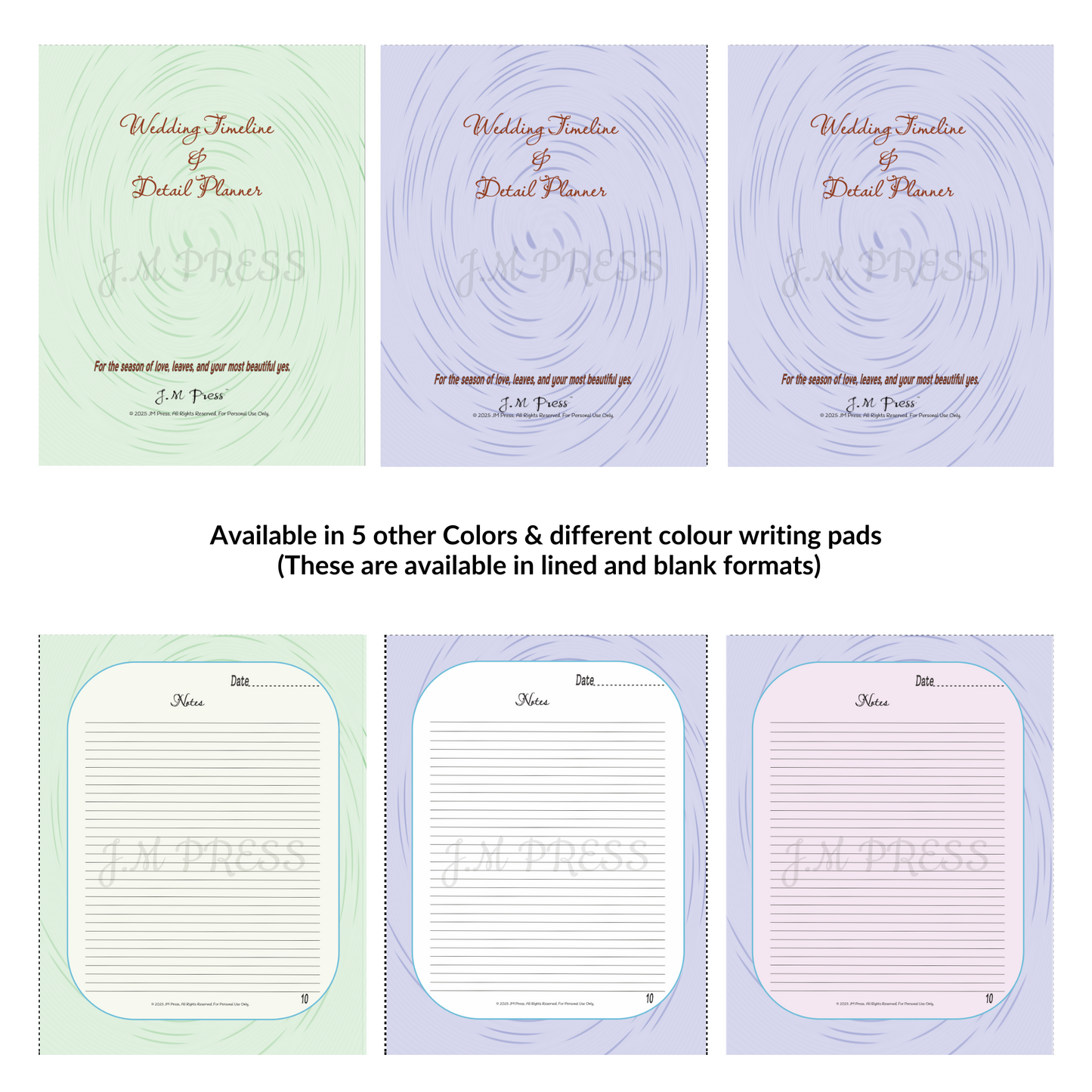 Wedding Timeline Planner | Countdown, Day-of Schedule & Reflection Pages | JM Press