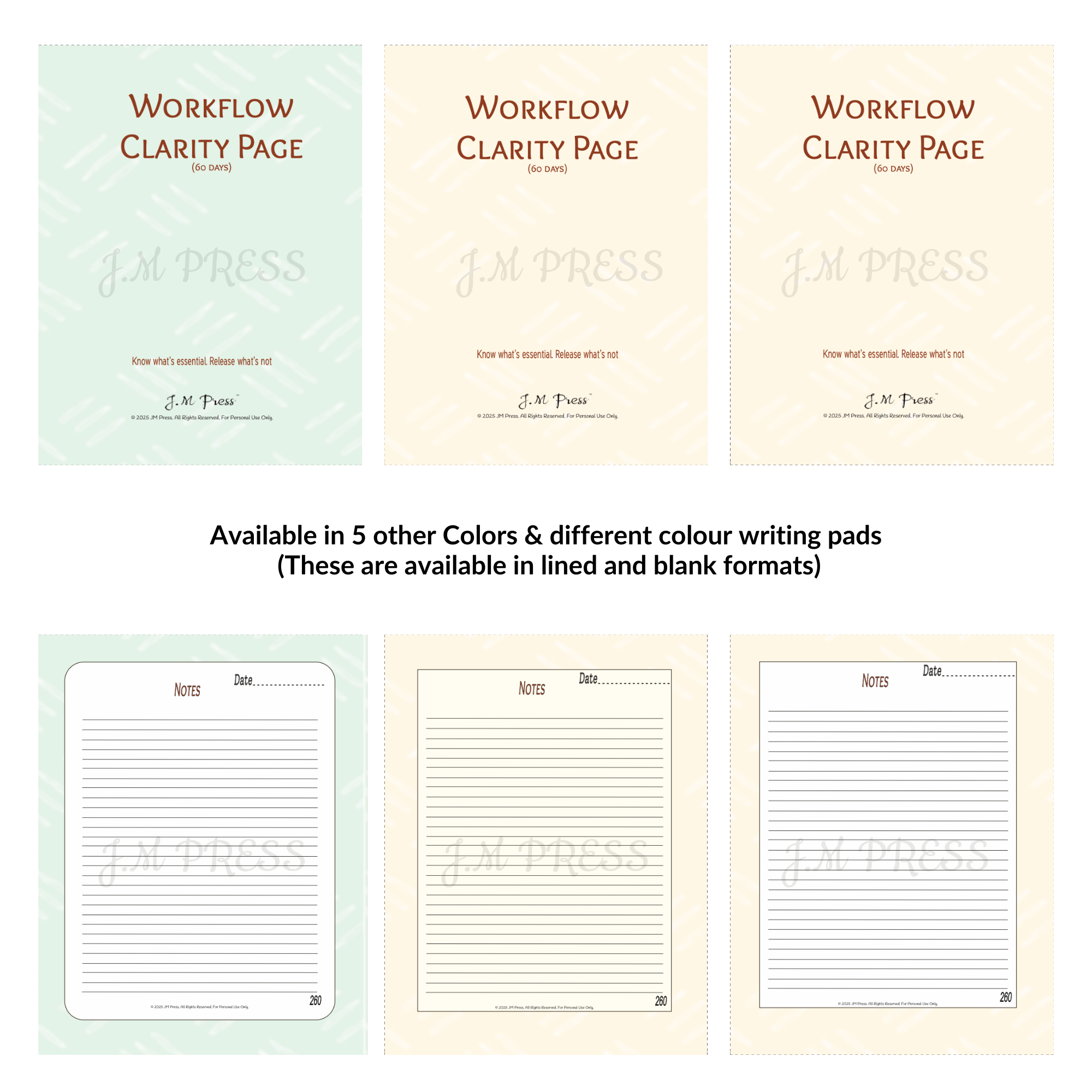 Workflow Clarity Page – 60 Days (JM Press Workbook Edition)