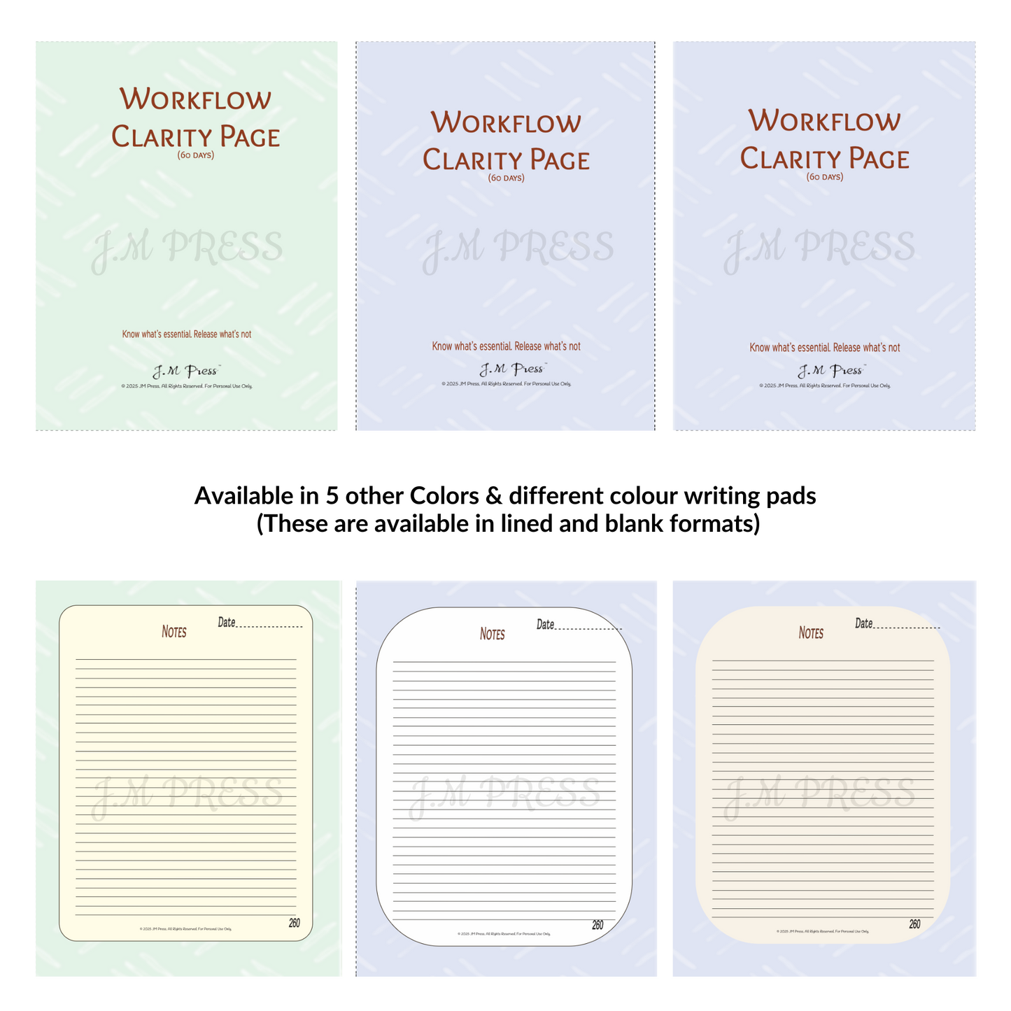 Workflow Clarity Page – 60 Days (JM Press Workbook Edition)