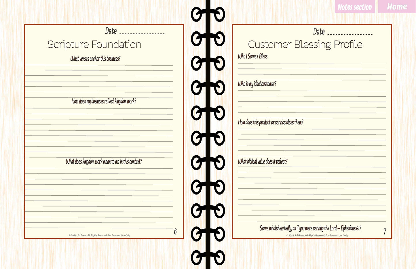 Faith-Based Business Planner – 12-Month Scripture & Testimony Tracker (JM Press Faith Edition)