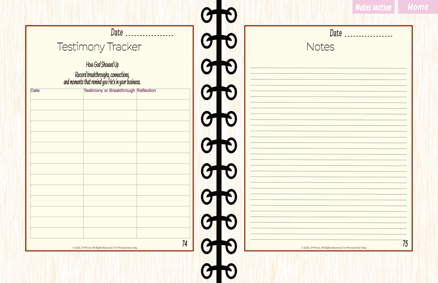 Faith-Based Business Planner – 12-Month Scripture & Testimony Tracker (JM Press Faith Edition)
