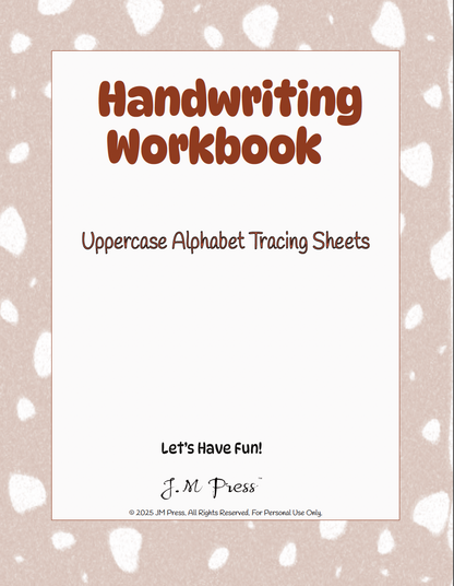 Handwriting Workbook – A to Z Uppercase Alphabet Tracing Sheets (JM Press Kids Edition)