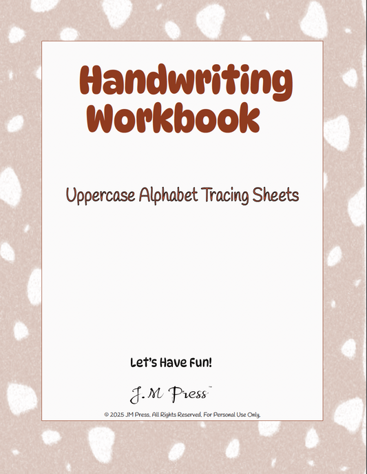 Handwriting Workbook – A to Z Uppercase Alphabet Tracing Sheets (JM Press Kids Edition)
