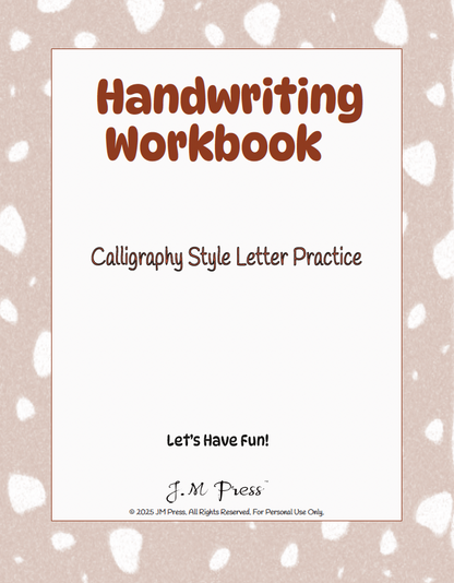 Handwriting Workbook – A to Z Calligraphy Style Letters (JM Press Kids Edition)