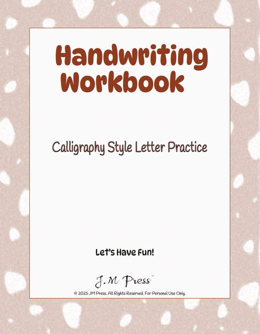 Handwriting Workbook – A to Z Calligraphy Style Letters (JM Press Kids Edition)