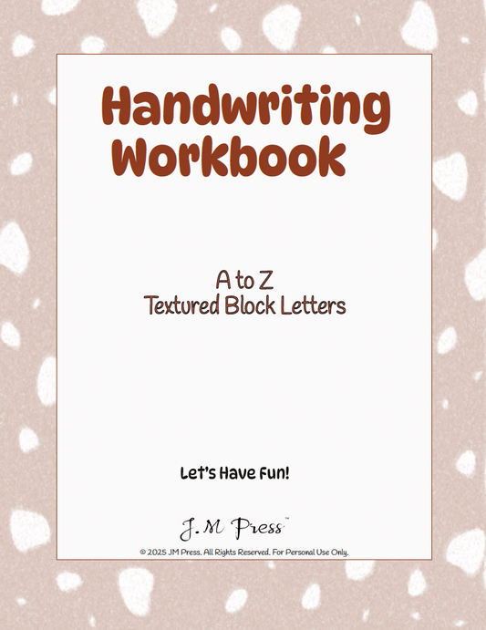 Handwriting Workbook – A to Z Textured Block Letters (JM Press Kids Edition)