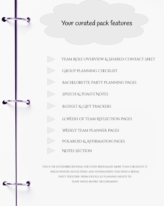 Bridesmaid Planner | Team Roles, Shared Checklists & Reflection Pages | JM Press