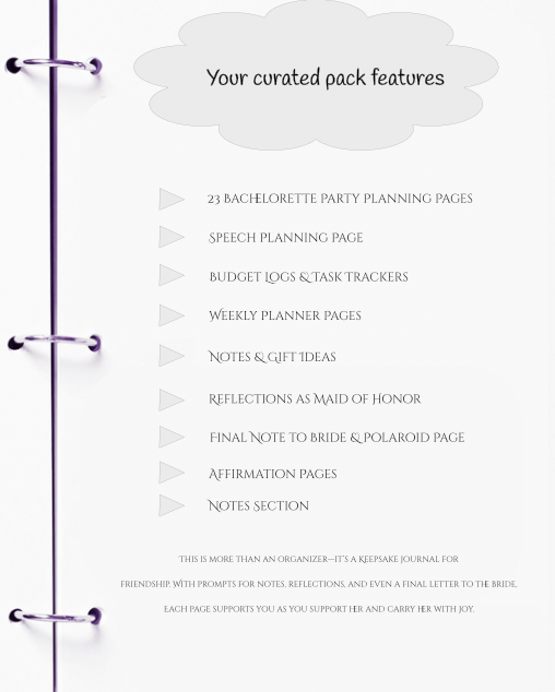 Maid of Honor Wedding Planner | Bachelorette, Speech & Reflection Pages | JM Press