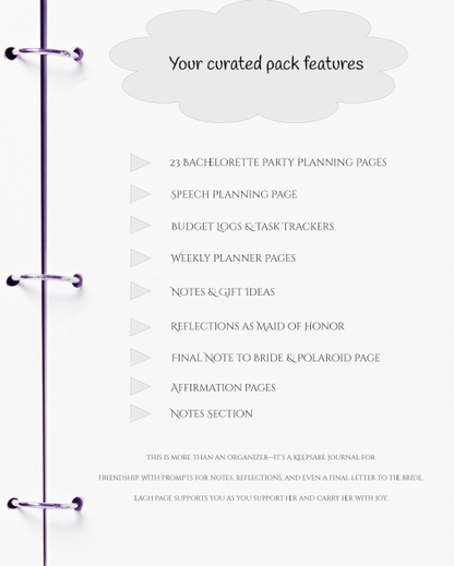 Maid of Honor Wedding Planner | Bachelorette, Speech & Reflection Pages | JM Press