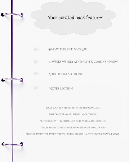 Fitness tracker with features listed on a white background