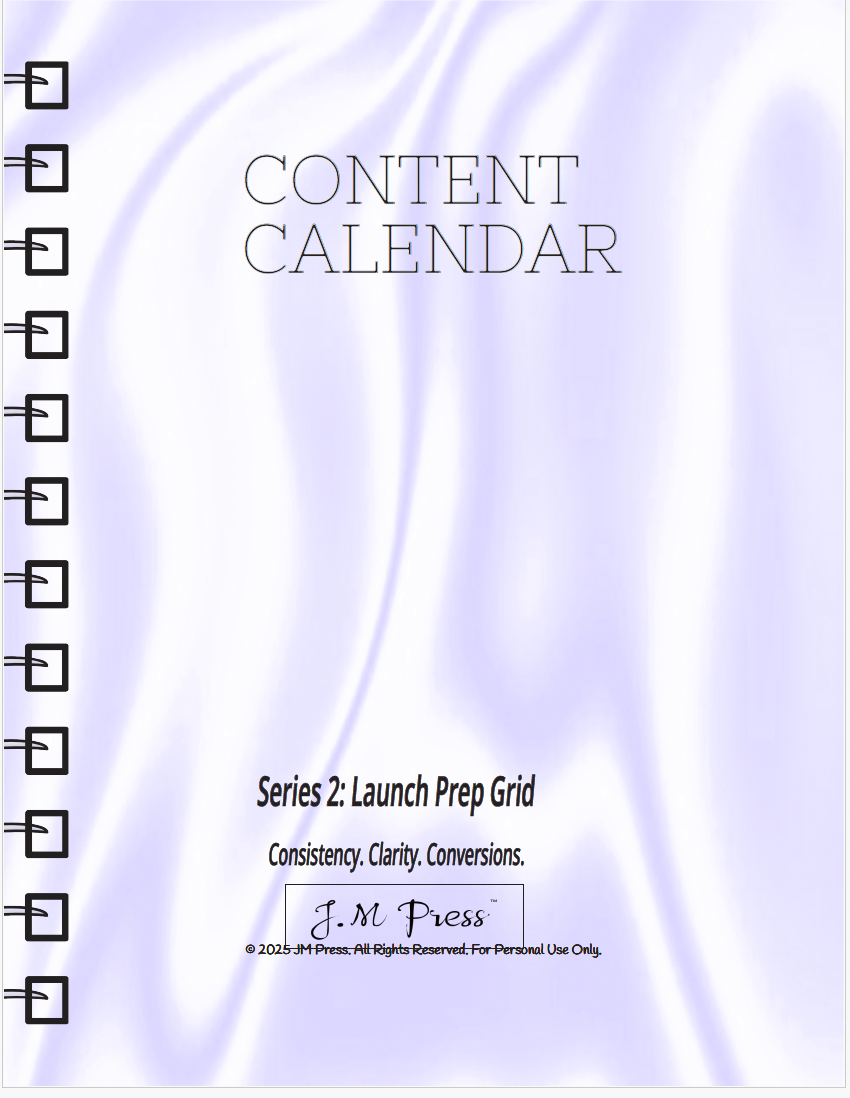 CEO Content Calendar – Launch Prep Grid | JM Press CEO Tools Edition