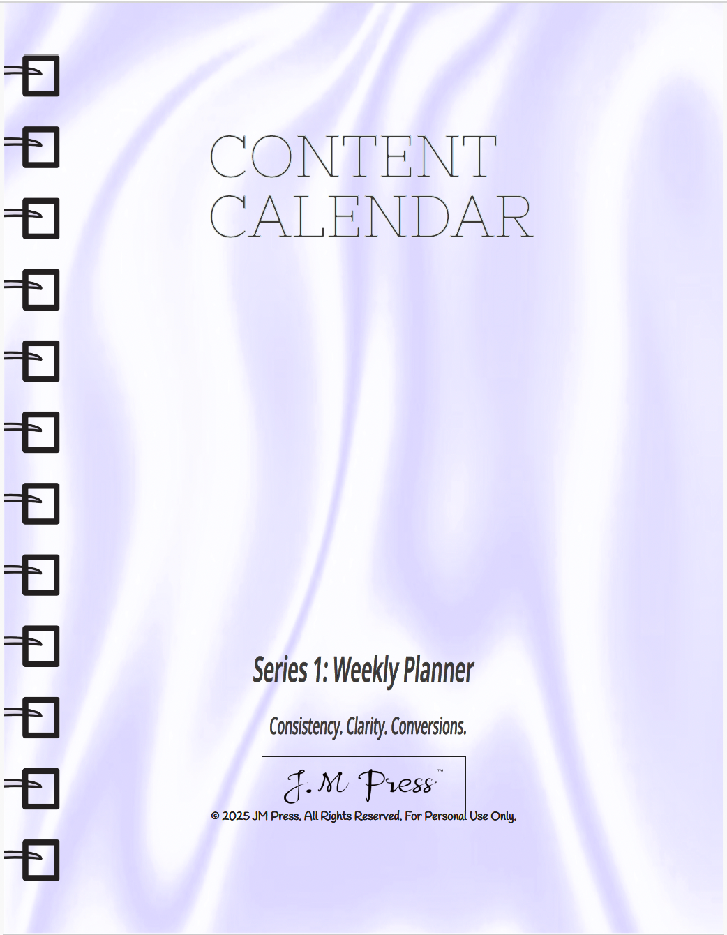 CEO Content Calendar – Weekly Planner | JM Press CEO Tools Edition