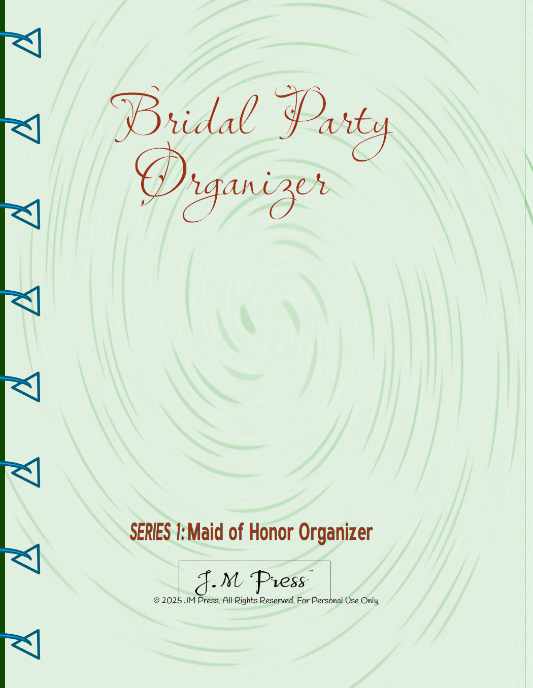 Maid of Honor Wedding Planner | Bachelorette, Speech & Reflection Pages | JM Press