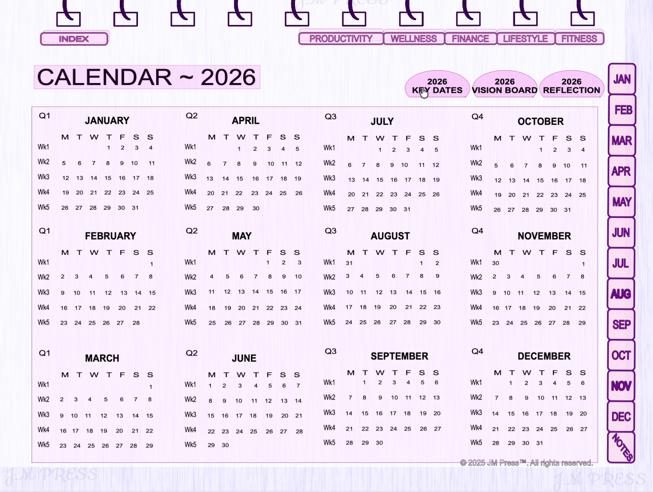 2026 Minimal Digital Planner – Undated Daily & Weekly