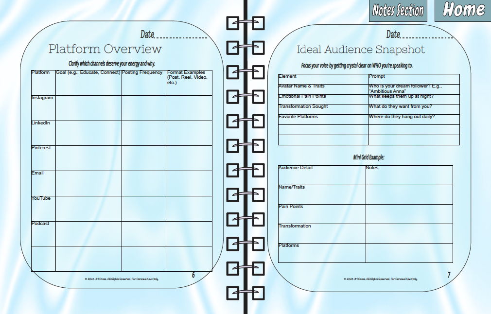 CEO Content Calendar – Weekly Planner | JM Press CEO Tools Edition