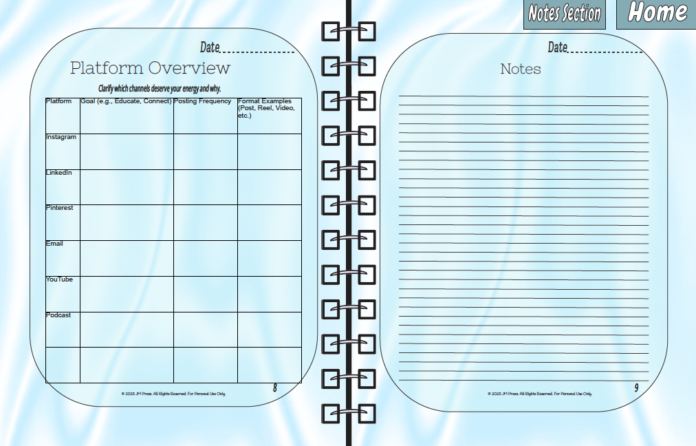 CEO Content Calendar – Weekly Planner | JM Press CEO Tools Edition