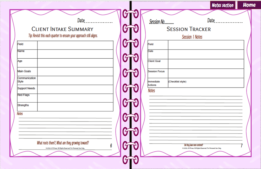 Client Session Planner – Series 1 (JM Press Workbook Edition)