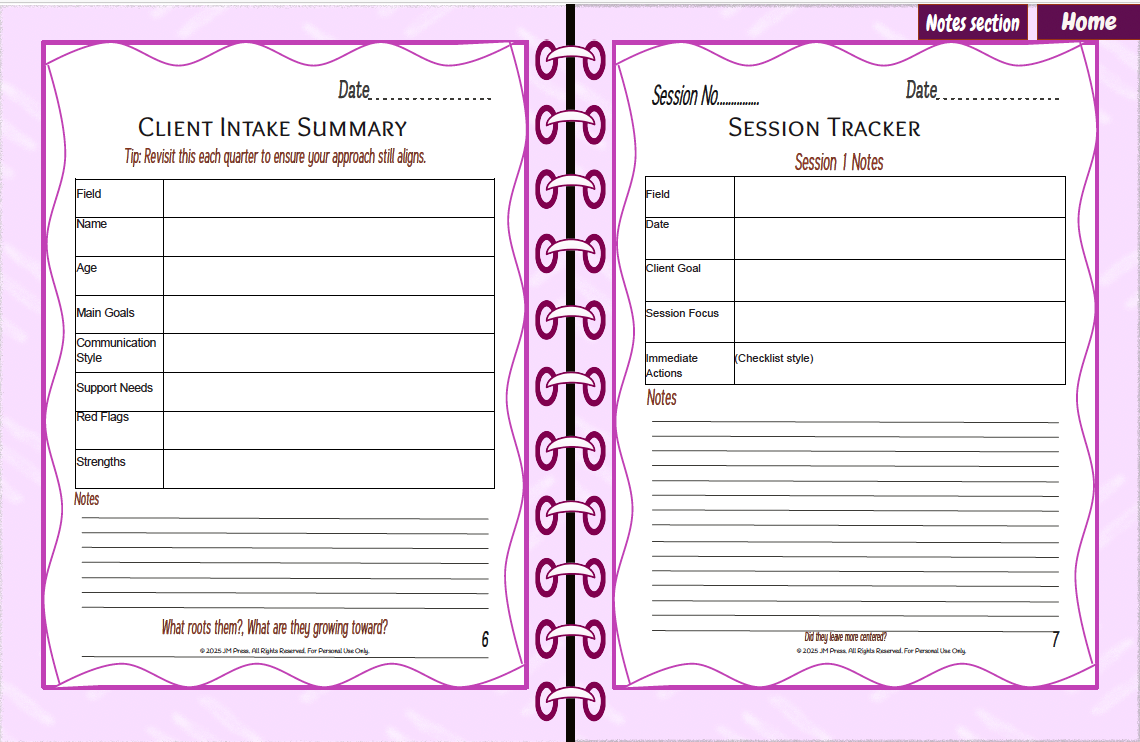 Client Session Planner – Series 1 (JM Press Workbook Edition)